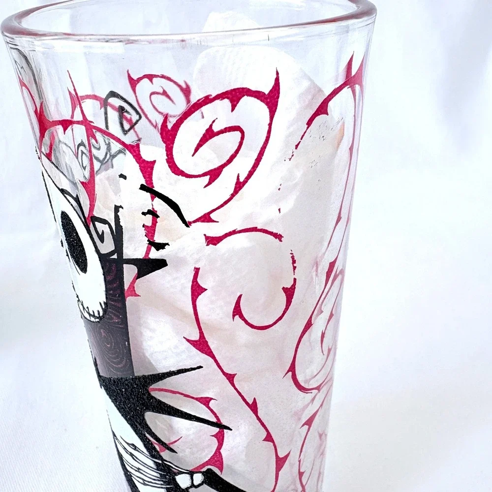Disney‎ Nightmare Before Christmas Glass Set 4pc Clear Black Red 10 Oz